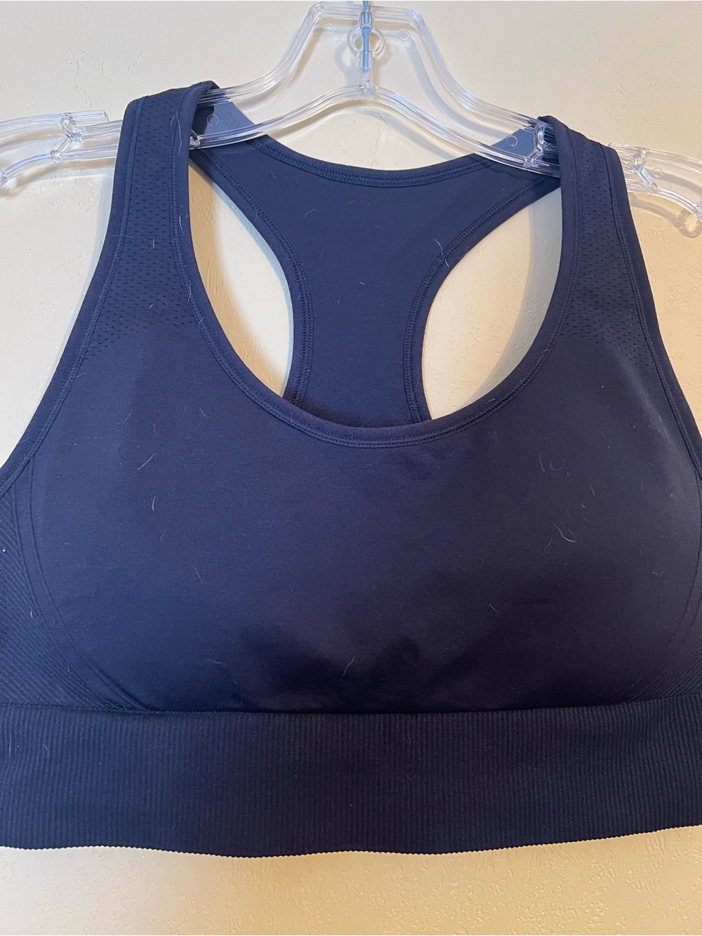 all in motion Deep Black Racerback Sports Bra with Wide Ribbed Band